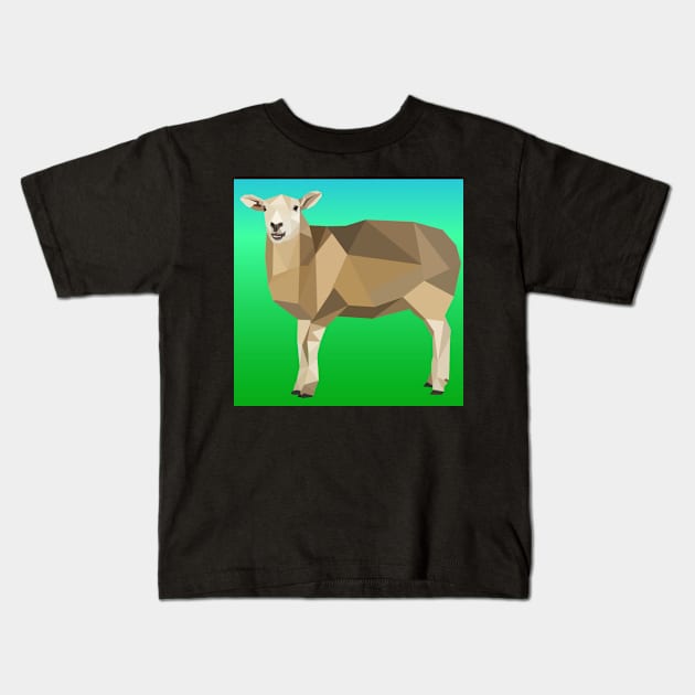 Green Geo Sheep Kids T-Shirt by jrepkin